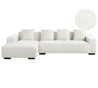 Beliani Corner Sofa 4 Seater Lungo Boucle White Right Hand
