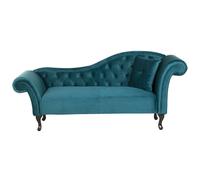 Beliani Right Hand Chaise Lounge Velvet Teal Lattes, Blue
