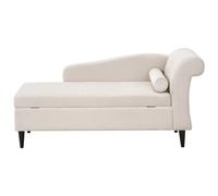 Beliani Right-Hand Chaise Lounge LUIRO Velvet Beige with Storage