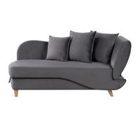 Beliani Right-Hand Chaise Longue Meri With Storage Velvet Dark Grey