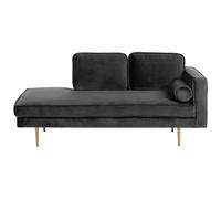 Beliani Right Hand Velvet Chaise Lounge Black Miramas, Black