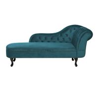 Beliani Right Hand Chaise Lounge Velvet Teal Nimes, Blue