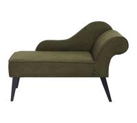 Beliani Right Hand Fabric Chaise Lounge Olive Green Biarritz, Green