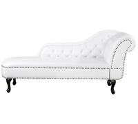Right Hand Chaise Lounge Faux Leather White NIMES