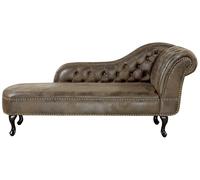 Right Hand Chaise Lounge Faux Suede Brown NIMES