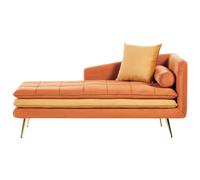 Beliani Right Hand Velvet Chaise Lounge Orange Gonesse, Orange