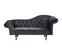 Beliani Right Hand Velvet Chaise Lounge Black Lattes Ii, Black