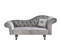 Right-Hand Chaise Lounge LATTES Velvet Grey with Cushion