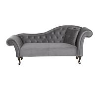 Beliani Right Hand Chaise Lounge Velvet Grey Lattes