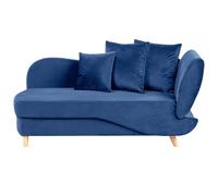 Beliani Right Hand Velvet Chaise Lounge With Storage Blue Meri Ii, Blue