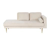 Beliani Right Hand Velvet Chaise Lounge Beige Miramas, Brown