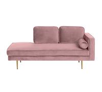 Beliani Right Hand Velvet Chaise Lounge Pink Miramas, Pink