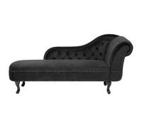 Beliani Vintage Style Right Hand Chaise Lounge Velvet Fabric Chesterfield Black Nimes