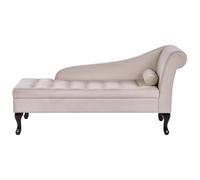 Beliani Right Hand Velvet Chaise Lounge With Storage Light Beige Pessac