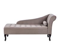Beliani Right Hand Velvet Chaise Lounge With Storage Taupe Pessac, Multi