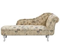 Beliani Right Hand Chaise Lounge Print Beige Nimes, Brown