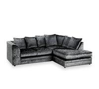 (Right Hand Corner, Black) Aurora Crushed Velvet Corner Sofa