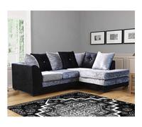 (Right Hand Corner, Black Silver) Aurora Crushed Velvet Corner Sofa