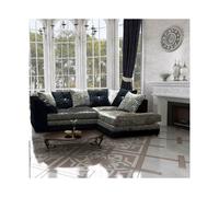 (Right hand Corner, Black-Silver) Bella Crushed Velvet Corner sofa