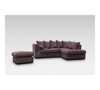 (Right Hand Corner, Chocolate) Milo Jumbo Cord Corner Sofa with Footstool