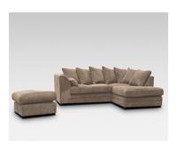 (Right Hand Corner, Coffee) Milo Jumbo Cord Corner Sofa with Footstool