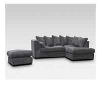 (Right Hand Corner, Grey) Milo Jumbo Cord Corner Sofa with Footstool