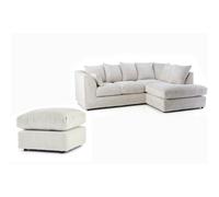 (Right Hand Corner, Mink) Milo Jumbo Cord Corner Sofa with Footstool
