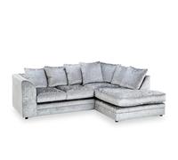 (Right Hand Corner, Silver) Aurora Crushed Velvet Corner Sofa