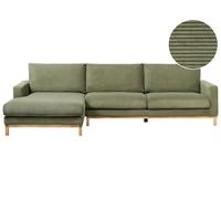 Beliani Corner Sofa Siggard Corduroy Green 4 Seater Right Hand