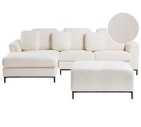 Corner Sofa 5 Seater OSLO Boucle White with Ottoman Right Hand