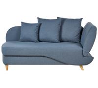 Beliani Right-Hand Chaise Longue Meri Faux Linen Dark Blue With Storage