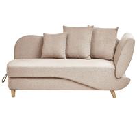Right Hand Fabric Chaise Lounge with Storage Light Brown MERI II