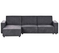 Beliani Corner Sofa Bed 3 Seater Romedal Ii Fabric Graphite Grey Right Hand