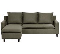 Beliani Corner Sofa Elvenes Velvet Dark Green Right Hand