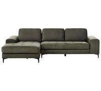 Corner Sofa 4 Seater KIRUNA Velvet Dark Green Right Hand