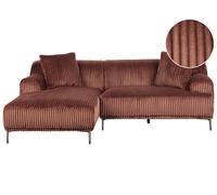 Beliani Corner Sofa Stenum Corduroy Brown Right Hand
