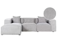 Corner Sofa 3 Seater DOLVA Corduroy Light Grey Right Hand