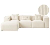 Corner Sofa 3 Seater DOLVA Corduroy Off-White Right Hand