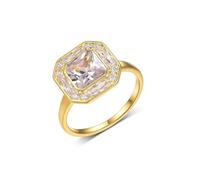 Right Hand Rings for Women, Moissanite Ring Women Square with Square Shape 2ct Moissanite 14K Yellow Gold Size P 1/2