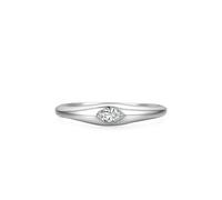 Right Hand Rings for Women, Women's Engagement Rings with Marquise Shape Moissanite Silver 14K White Gold Size P 1/2