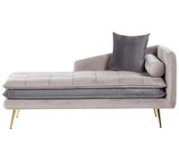 Right Hand Velvet Chaise Lounge Beige and Grey GONESSE