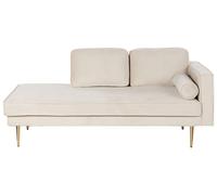 Beliani Right Hand Velvet Chaise Lounge Beige Miramas, Brown