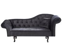 Beliani Right Hand Velvet Chaise Lounge Black Lattes Ii, Black