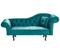 Beliani Right-Hand Chaise Lounge Lattes Ii Velvet Emerald Green With Cushion