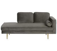 Beliani Right Hand Velvet Chaise Lounge Grey Miramas, Grey