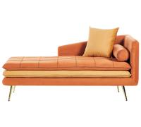 Beliani Right Hand Velvet Chaise Lounge Orange Gonesse, Orange