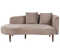 Right Hand Velvet Chaise Lounge Taupe CHAUMONT