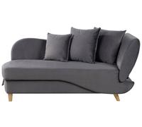 Right Hand Velvet Chaise Lounge with Storage Dark Grey MERI II