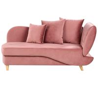 Right Hand Velvet Chaise Lounge with Storage Pink MERI II