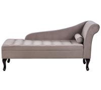 Beliani Right Hand Velvet Chaise Lounge With Storage Taupe Pessac, Multi
